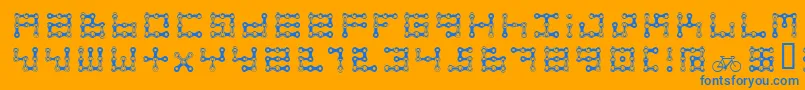 FkChain-Schriftart – Blaue Schriften auf orangefarbenem Hintergrund