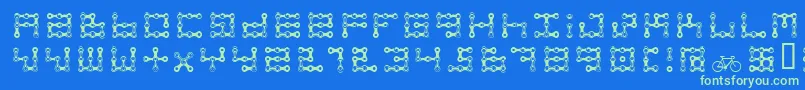 FkChain Font – Green Fonts on Blue Background