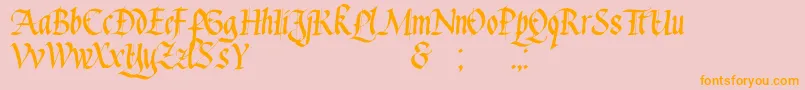 WatersGothic-Schriftart – Orangefarbene Schriften auf rosa Hintergrund