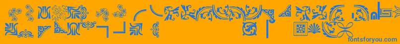 Bordersornament5-Schriftart – Blaue Schriften auf orangefarbenem Hintergrund