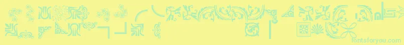 Bordersornament5 Font – Green Fonts on Yellow Background