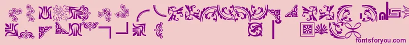 Bordersornament5-Schriftart – Violette Schriften auf rosa Hintergrund