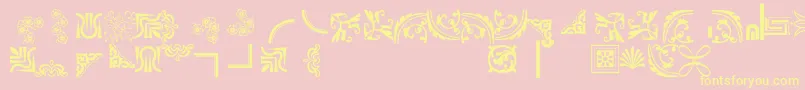 Bordersornament5-Schriftart – Gelbe Schriften auf rosa Hintergrund