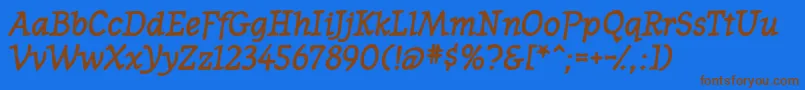 フォントWesternpresssskBolditalic – 茶色の文字が青い背景にあります。