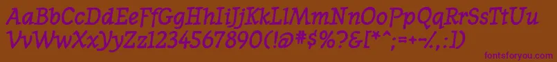 WesternpresssskBolditalic Font – Purple Fonts on Brown Background