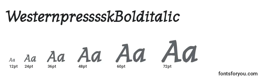 WesternpresssskBolditalic Font Sizes