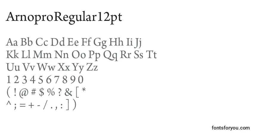 Fuente ArnoproRegular12pt - alfabeto, números, caracteres especiales