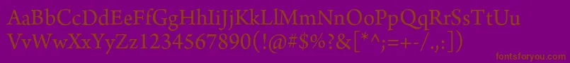 ArnoproRegular12pt-Schriftart – Braune Schriften auf violettem Hintergrund