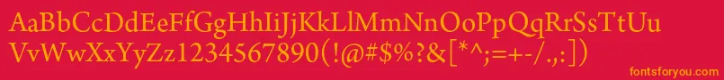 ArnoproRegular12pt-Schriftart – Orangefarbene Schriften auf rotem Hintergrund