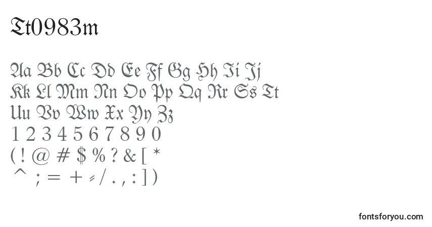 A fonte Tt0983m – alfabeto, números, caracteres especiais