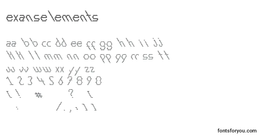 A fonte ExansElements – alfabeto, números, caracteres especiais