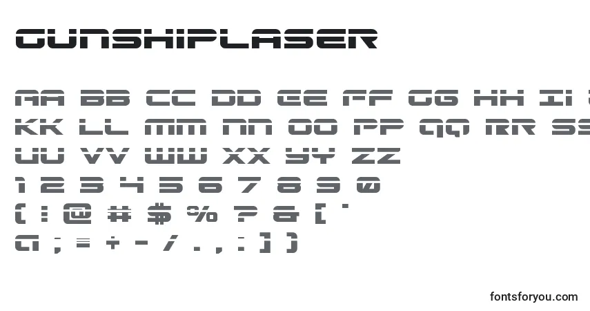 Schriftart Gunshiplaser – Alphabet, Zahlen, spezielle Symbole