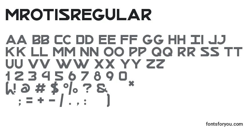 Шрифт MrotisRegular – алфавит, цифры, специальные символы