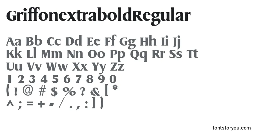 A fonte GriffonextraboldRegular – alfabeto, números, caracteres especiais