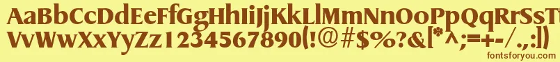 フォントGriffonextraboldRegular – 茶色の文字が黄色の背景にあります。