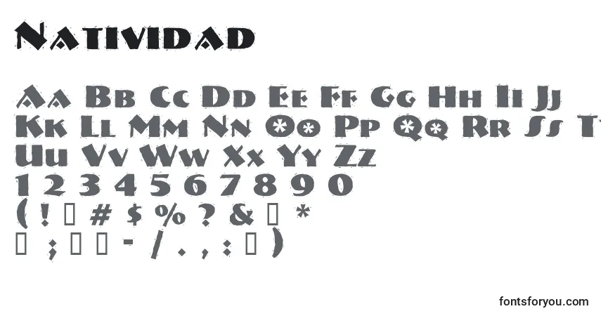 Czcionka Natividad – alfabet, cyfry, specjalne znaki