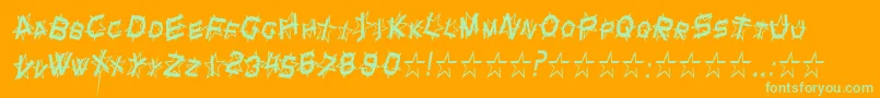 StarDustCondensedItalic-Schriftart – Grüne Schriften auf orangefarbenem Hintergrund