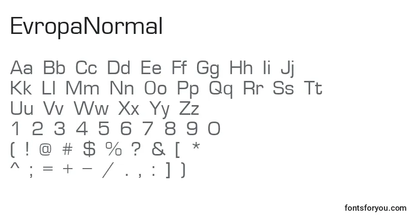 Шрифт EvropaNormal – алфавит, цифры, специальные символы