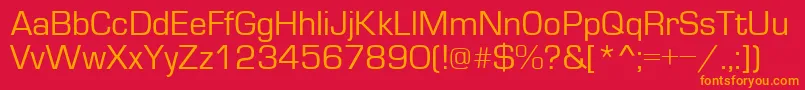 EvropaNormal-Schriftart – Orangefarbene Schriften auf rotem Hintergrund