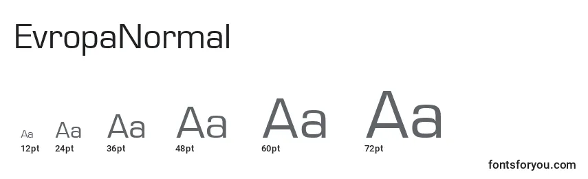 EvropaNormal Font Sizes