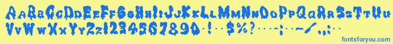 GhoulySolid-Schriftart – Blaue Schriften auf gelbem Hintergrund