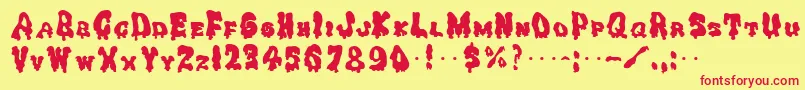 GhoulySolid-fontti – punaiset fontit keltaisella taustalla