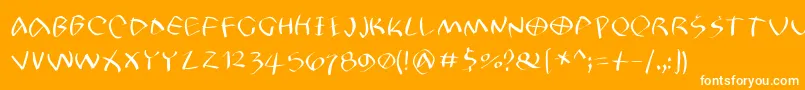 Petrifree-Schriftart – Weiße Schriften auf orangefarbenem Hintergrund