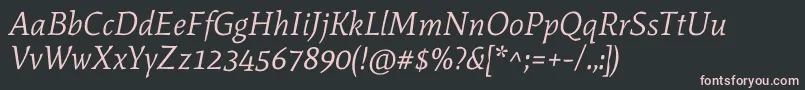 Fonte MateItalic – fontes rosa em um fundo preto