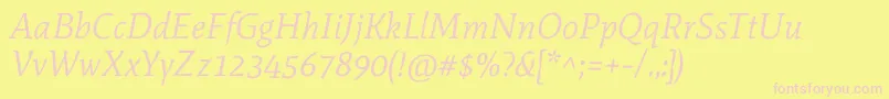 Fonte MateItalic – fontes rosa em um fundo amarelo