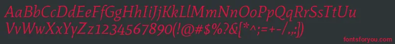 フォントMateItalic – 黒い背景に赤い文字