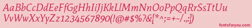 Czcionka MateItalic – czerwone czcionki na różowym tle