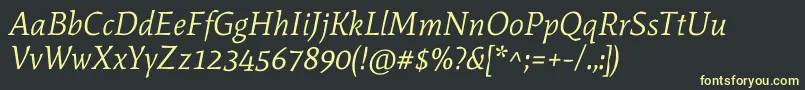 MateItalic-Schriftart – Gelbe Schriften auf schwarzem Hintergrund