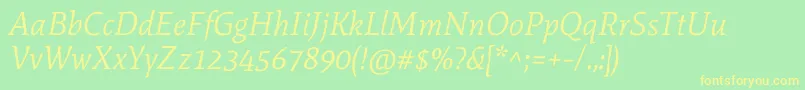 MateItalic-Schriftart – Gelbe Schriften auf grünem Hintergrund