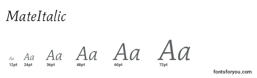 Размеры шрифта MateItalic