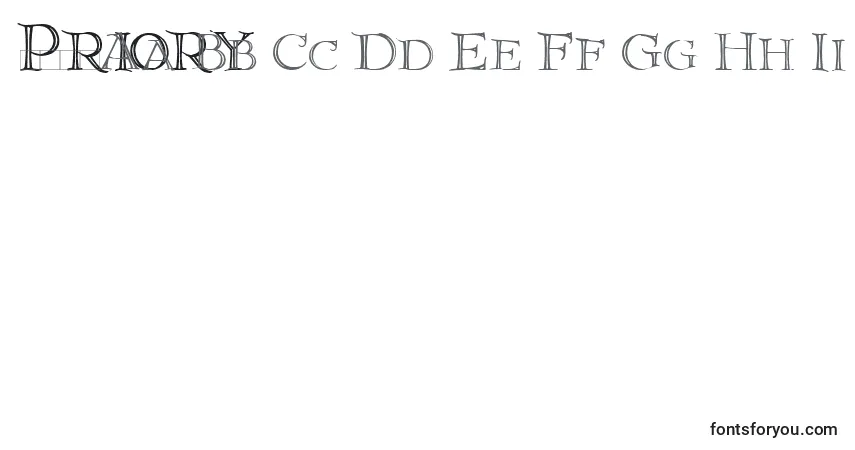 A fonte Priory – alfabeto, números, caracteres especiais