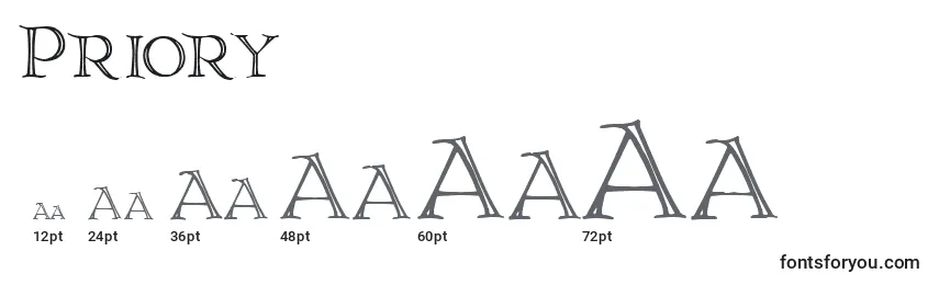 Priory Font Sizes