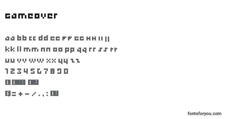 A fonte GameOver – alfabeto, números, caracteres especiais