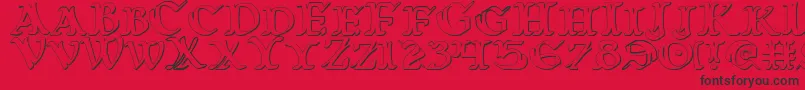 Czcionka Warasgard3D – czarne czcionki na czerwonym tle