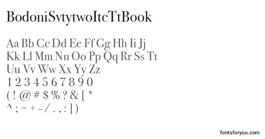 BodoniSvtytwoItcTtBook-fontti – aakkoset, numerot, erikoismerkit