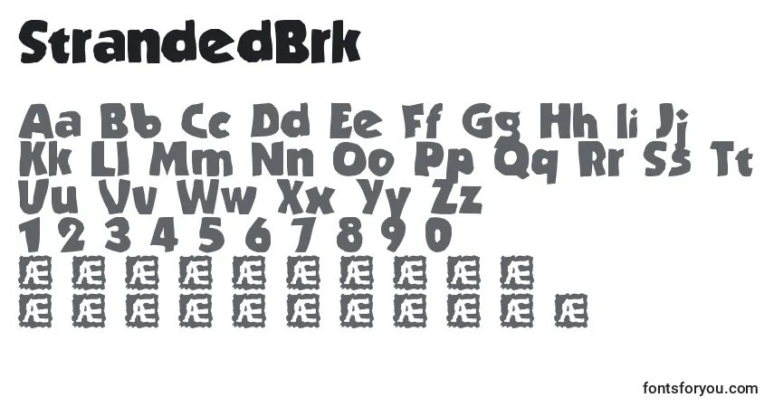 A fonte StrandedBrk – alfabeto, números, caracteres especiais