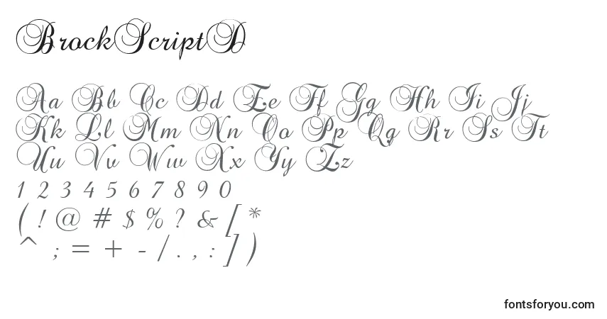 Schriftart BrockScriptD – Alphabet, Zahlen, spezielle Symbole