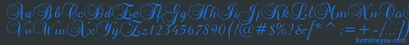 BrockScriptD Font – Blue Fonts on Black Background