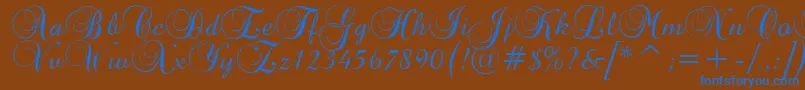 BrockScriptD Font – Blue Fonts on Brown Background