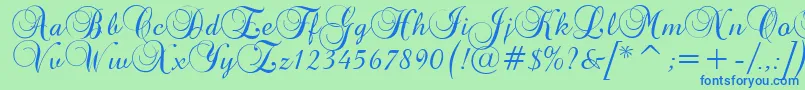 BrockScriptD Font – Blue Fonts on Green Background