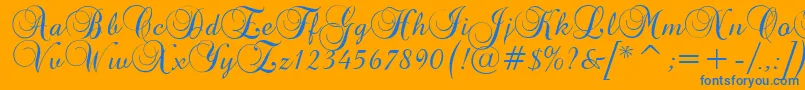 BrockScriptD Font – Blue Fonts on Orange Background