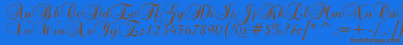 BrockScriptD Font – Brown Fonts on Blue Background