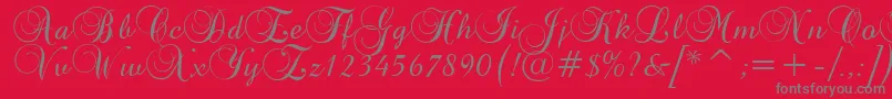 Fonte BrockScriptD – fontes cinzas em um fundo vermelho
