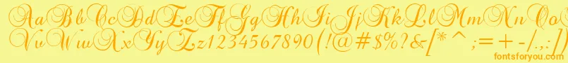 BrockScriptD Font – Orange Fonts on Yellow Background
