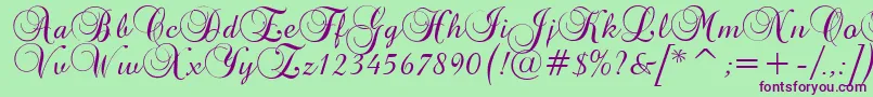BrockScriptD Font – Purple Fonts on Green Background