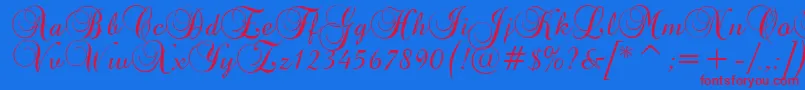 BrockScriptD Font – Red Fonts on Blue Background